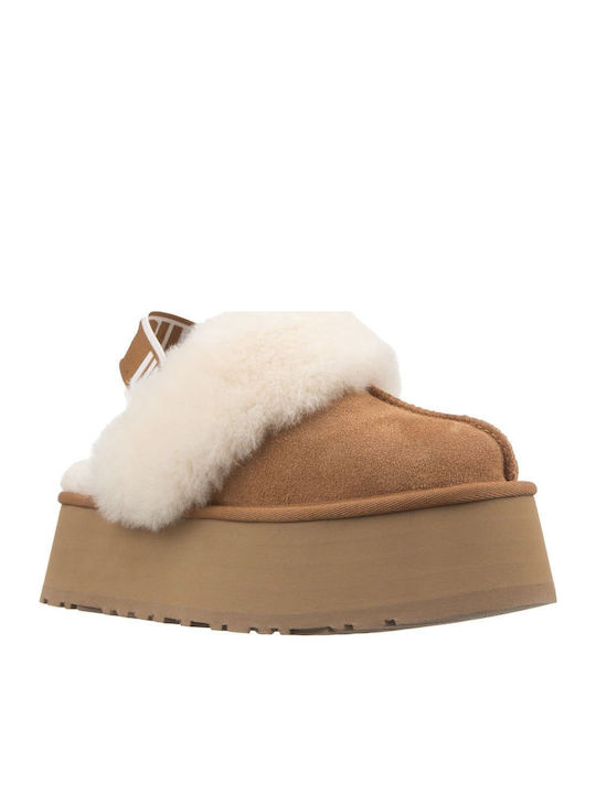 Ugg Australia Funkette Κλειστές Γυναικείες Παντόφλες Καφέ - Image 3