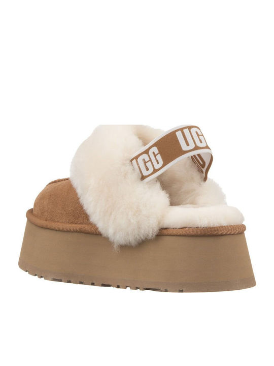 Ugg Australia Funkette Κλειστές Γυναικείες Παντόφλες Καφέ - Image 4