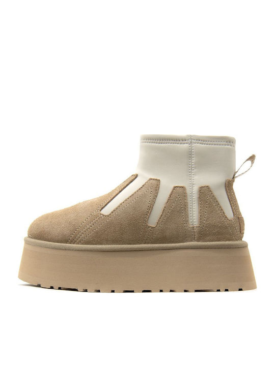 Ugg Australia Classic Mini Dipper Suede Γυναικεία Μποτάκια με Πλατφόρμα Μπεζ
