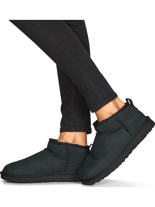 Ugg AustraliaClassic Ultra Mini Suede Γυναικεία Μποτάκια με Γούνα Μαύρα - Image 2