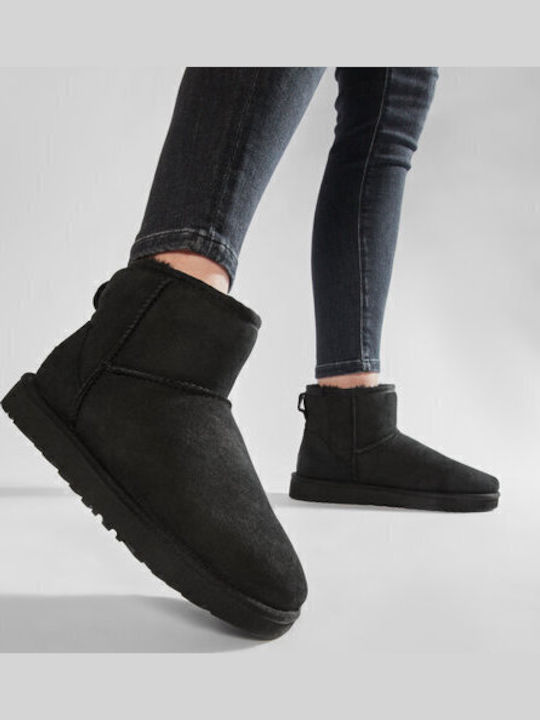Ugg Australia Classic Mini II Suede Γυναικεία Μποτάκια με Γούνα Μαύρα - Image 2