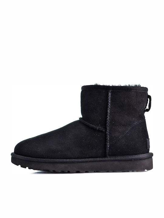 Ugg Australia Classic Mini II Suede Γυναικεία Μποτάκια με Γούνα Μαύρα - Image 4