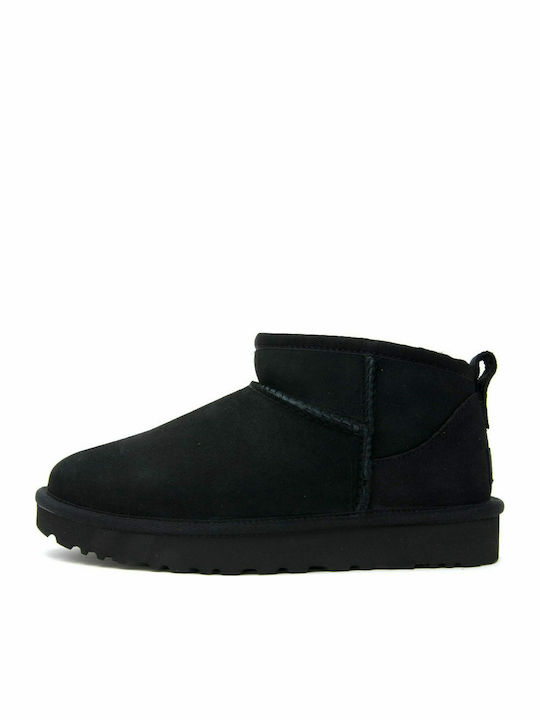 Ugg AustraliaClassic Ultra Mini Suede Γυναικεία Μποτάκια με Γούνα Μαύρα - Image 3