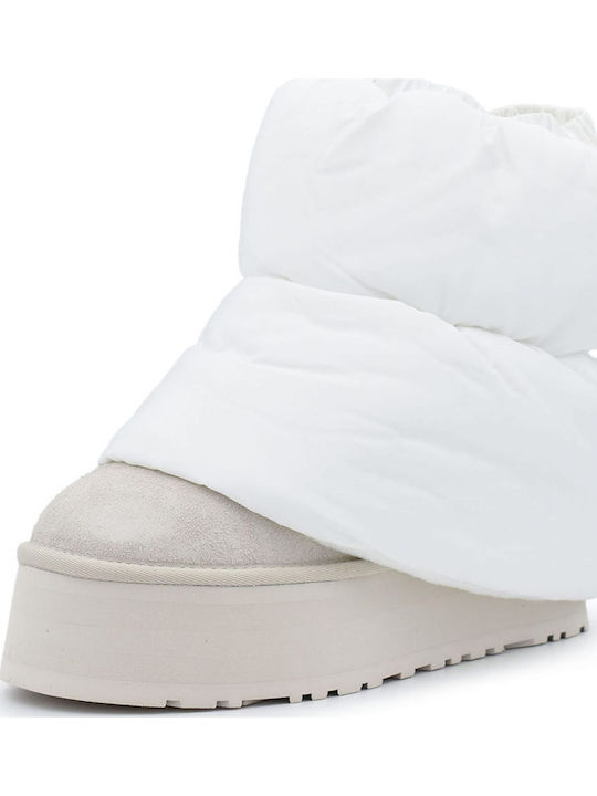 Ugg Australia Classic Mini Dipper Puffer Suede Γυναικεία Μποτάκια Λευκά - Image 3